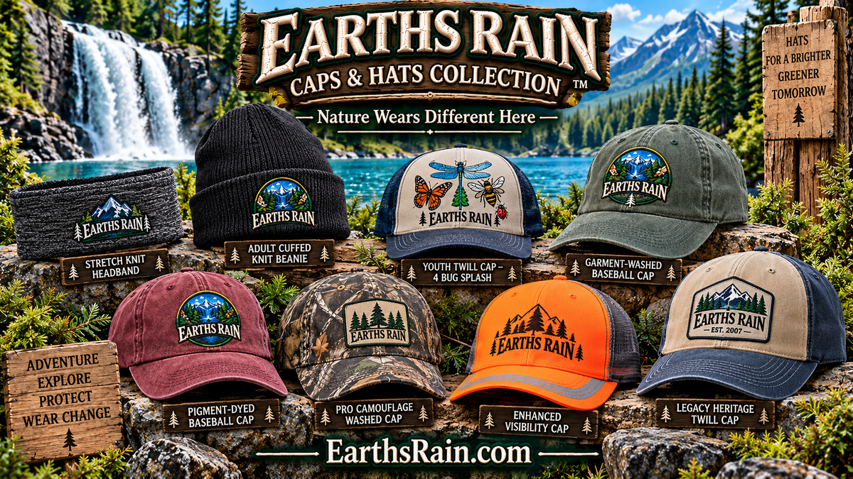 Earths Rain Caps & Hats Collection - Nature Wears Different Here